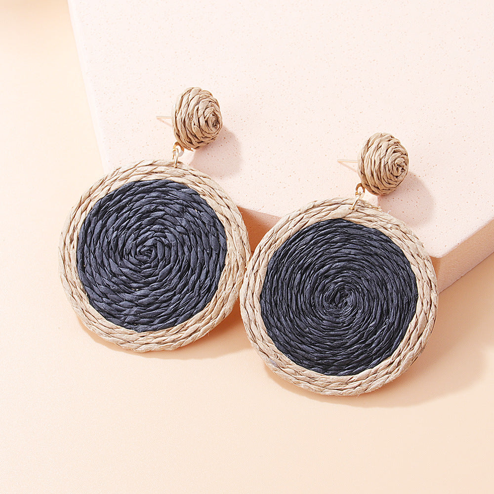 Wholesale Vintage Hand Made Straw Rope Earrings